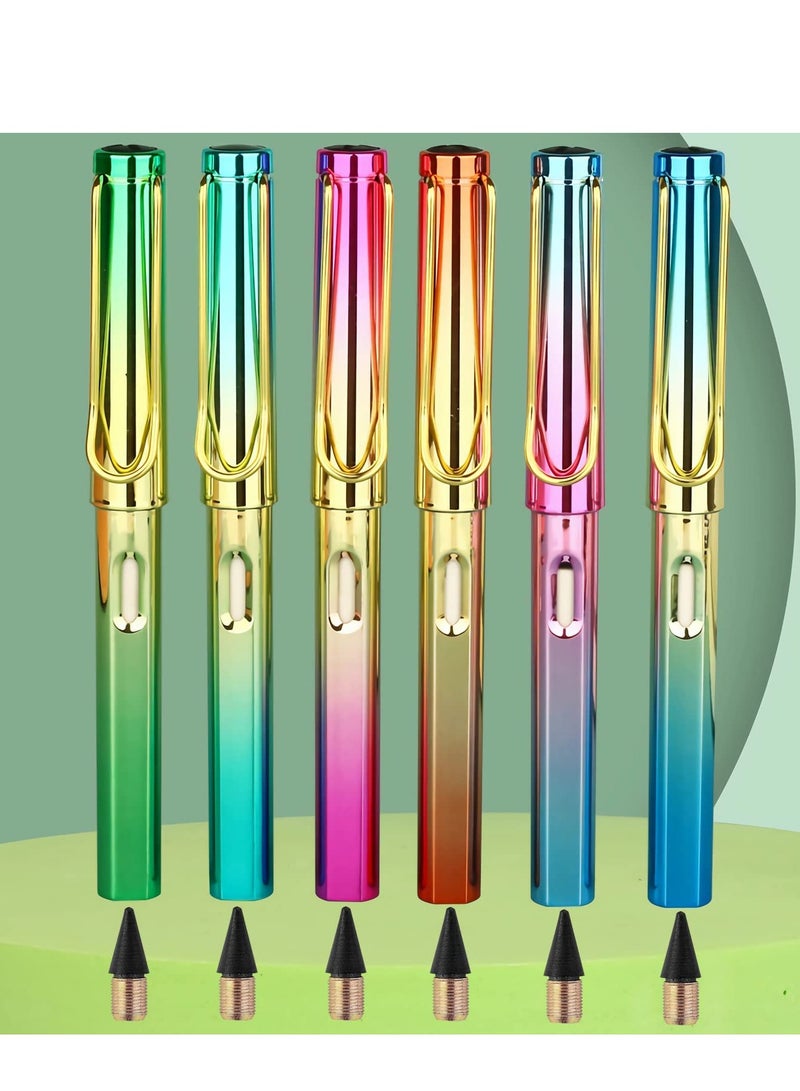 Excefore 6pcs Inkless Pencils Eternal, Everlasting Pencil with 6 Replaceable Head, Infinite Pencil, Tree-Friendly Forever Pencil for Kids Writing, Sketch, Drawing 6 Pencils + 6 Erasers  - Image 1