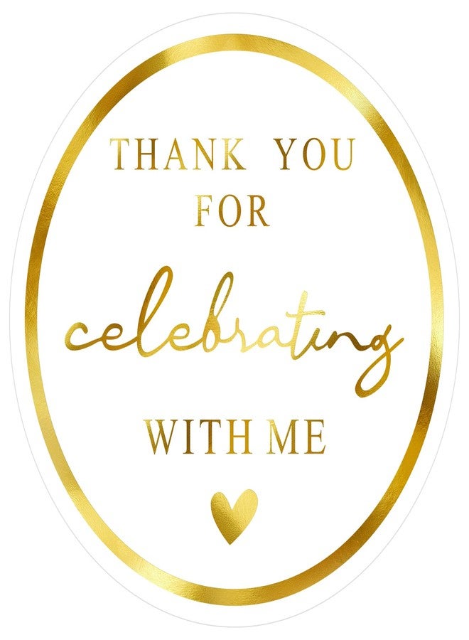 Anwyll 120Pcs Thank You Stickers - 2'' Thank You for Celebrating with Me Stickers Gold Foil Thank You Birthday Party Favors Sticker Self Adhesive Thank You Seal Label Sticker for Gift Wedding Grad - Image 1