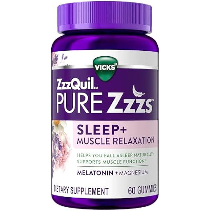 ZzzQuil ز ز ز كويل بيور ز ز ز مكملات استرخاء العضلات بمادة الميلاتونين، تساعد على النوم، تدعم وظيفة العضلات، تساعدك على النوم بشكل طبيعي وسريع، ميلاتونين + مغنيسيوم، بدون خمول في اليوم التالي، خالي من الأدوية، 60 حبة - Image 1