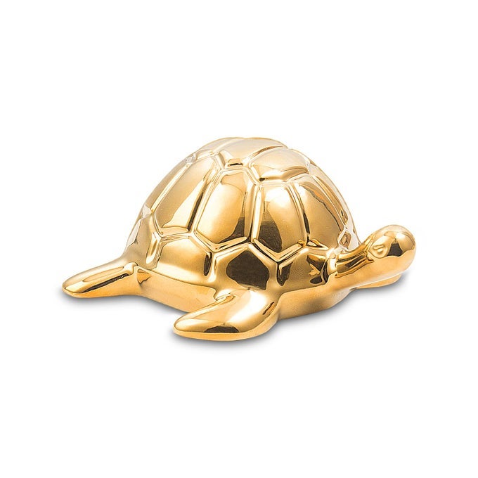GOLDEN TURTLE STATUE CERAMIC TURTLE ORNAMENT FOR HOME DECOR GOLD TABLETOP DECORATION COLLECTIBLE DECOR FOR ELDERLY TURTLE SCULPTURE FOR BOOKSHELF DESK NIGHTSTAND