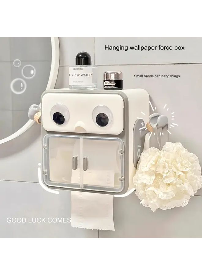 Blue No Drill Over The Toilet Paper Holder Organizer Space Saving Bathroom Storage Box - Image 1