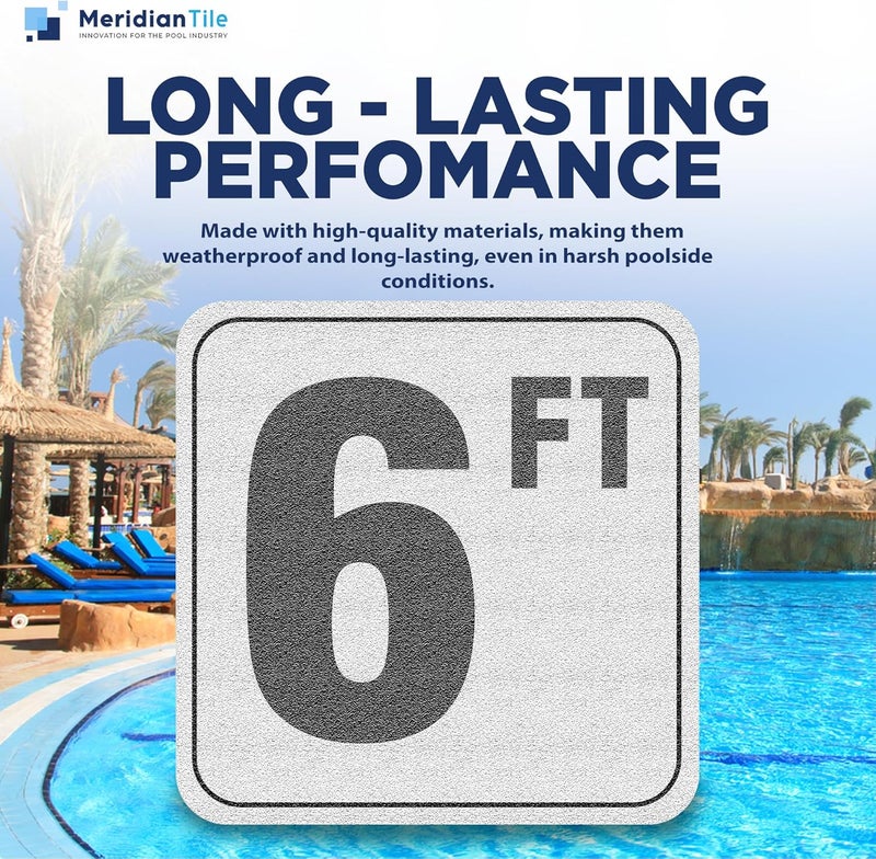 Aquatic Custom Tile , 6FT Pool Depth Markers, 6x6 Inches Vinyl Pool Stickers, Swimming Pool Number Markers, Pool Safety Signage, Adhesive Pool Depth Markers Stickers for Decks, MADE IN USA - (3 Pack) - Image 3