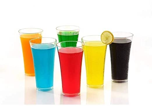 Coolkart Pack of 6 Non Slip Fiber Transparent Unbreakable Stylish Soft Drink Wine Juice Glass Glass Set Glass Set 300 ml Plastic - Image 1