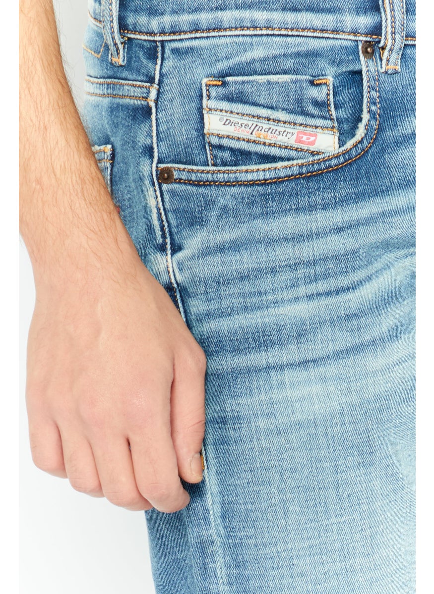 DIESEL - Men Slim Fit D-Strukt Stretchable Ripped Jeans, Blue - Image 1
