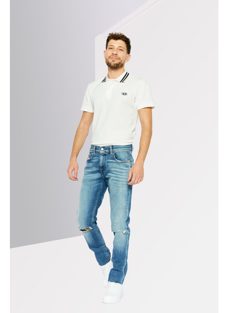 DIESEL - Men Slim Fit D-Strukt Stretchable Ripped Jeans, Blue - Image 1
