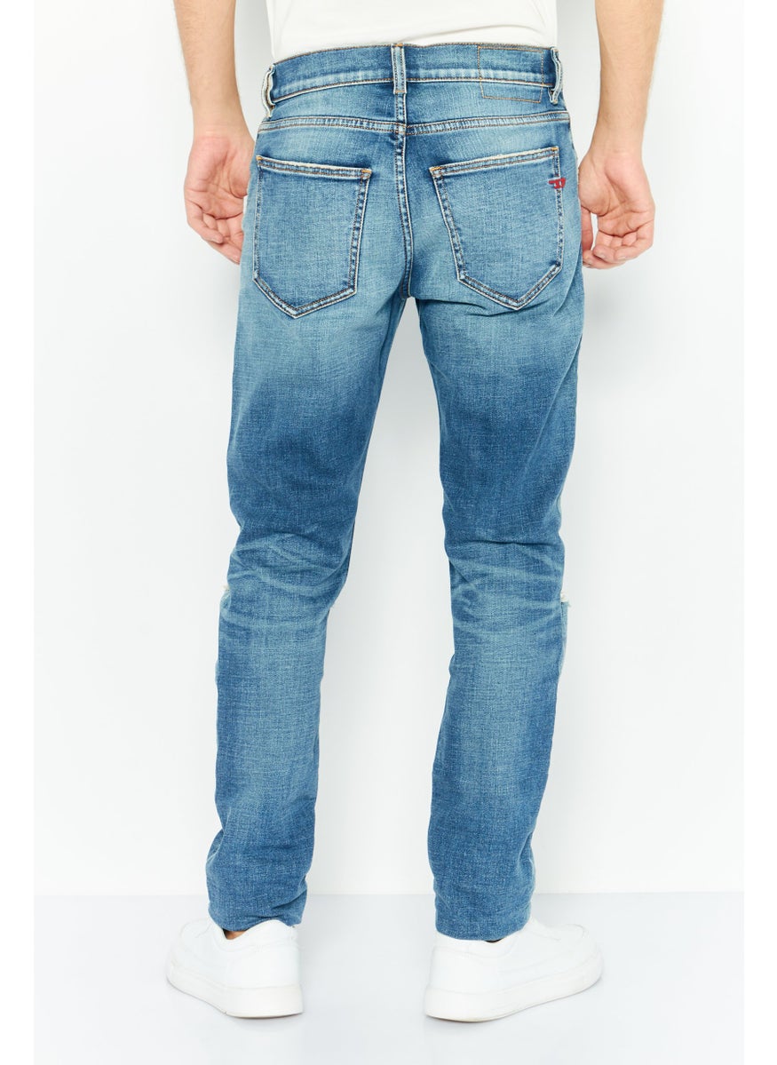 DIESEL - Men Slim Fit D-Strukt Stretchable Ripped Jeans, Blue - Image 1