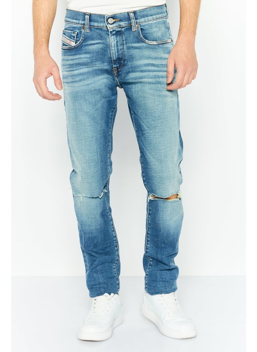 Men Slim Fit D-Strukt Stretchable Ripped Jeans, Blue