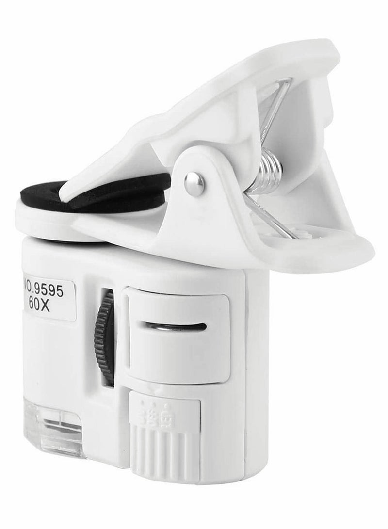 ميكروسكوب محمول 60X للهاتف مع أضواء LED UV - عدسة مكبرة للجوهرات بتصميم شامل للأحجام - متوافقة مع الهواتف الذكية والأجهزة اللوحية - Image 1