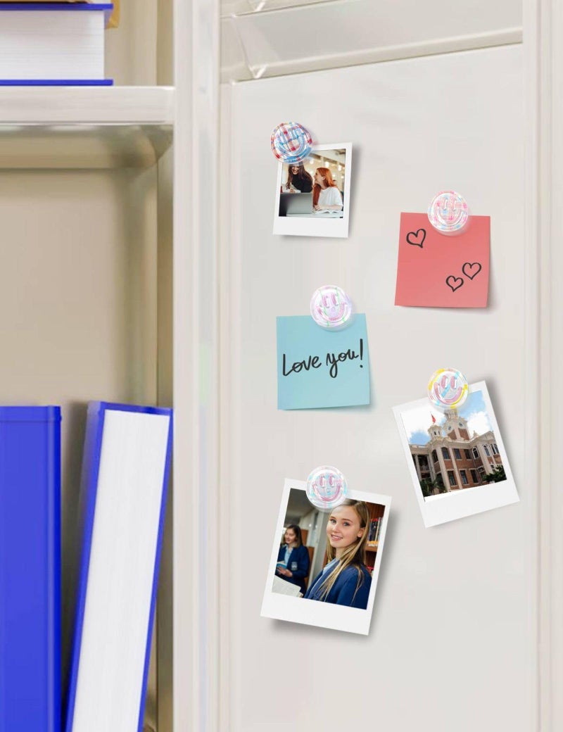 Mymazn Fridge Magnets Cute Refrigerator Magnets, 12Pcs Colorful Magnets for Whiteboard Cabinet Locker, Resin Smile Face Decorative Magnets for Classroom Kitchen Office - Image 5