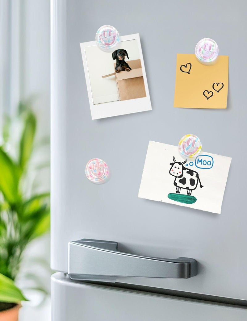 Mymazn Fridge Magnets Cute Refrigerator Magnets, 12Pcs Colorful Magnets for Whiteboard Cabinet Locker, Resin Smile Face Decorative Magnets for Classroom Kitchen Office - Image 4