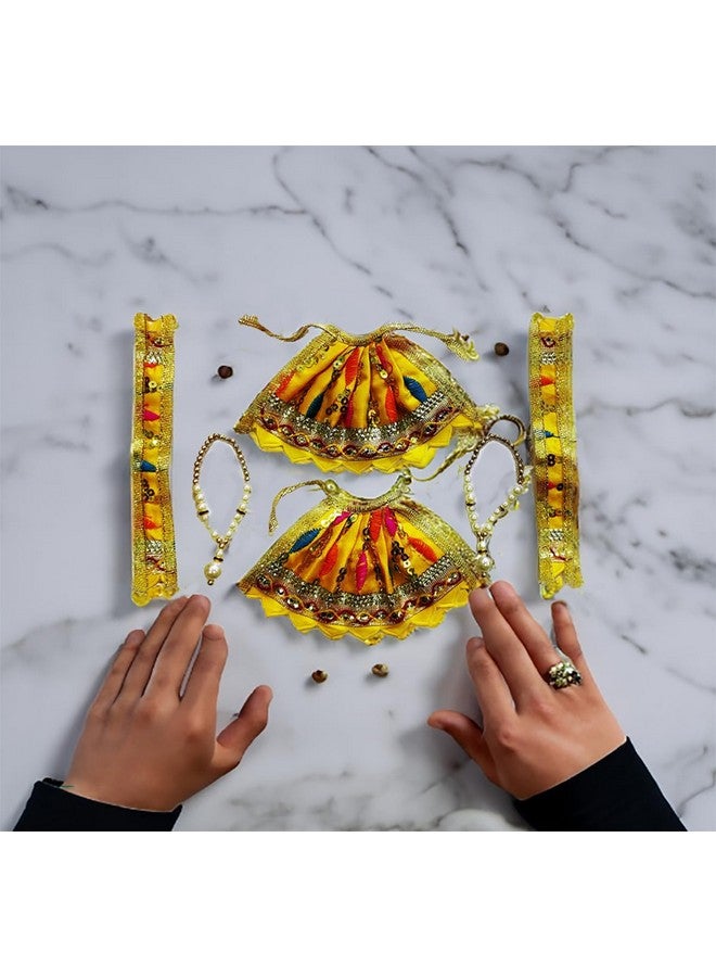 BITONA مجموعة BITONA® مكونة من 6 قطع Bhagwan Poshak Lehnga patka مع 6 Mala و1 laddu Gopal mukut مجموعة إكسسوارات (متعددة الألوان) للمعبود رقم 1 أو 2 - Image 2