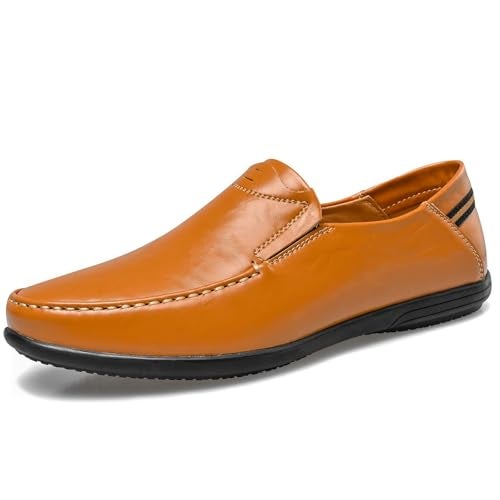 LUODENGLANG Loafer Premium Genuine Leather Men's Casual Shoes Slip On Mens Driving Penny Loafers for Men Lightweight Breathable Brown 11 M46 - Image 5