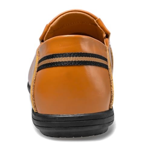 LUODENGLANG Loafer Premium Genuine Leather Men's Casual Shoes Slip On Mens Driving Penny Loafers for Men Lightweight Breathable Brown 11 M46 - Image 4