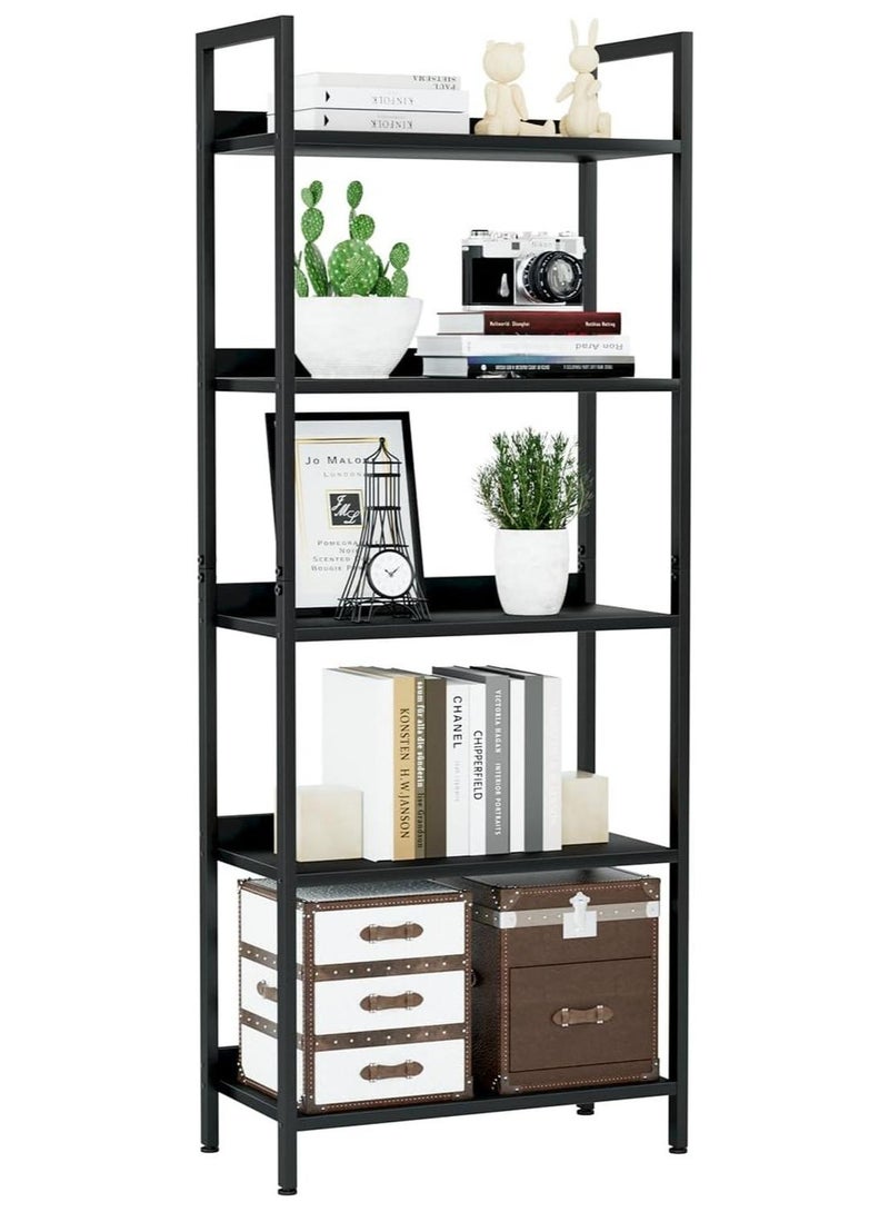 Chulovs Bookshelf, 5 Tier Bookshelves, Home Office Bookcase Shelf Storage Organizer, Free Standing Storage Shelving Unit for Bedroom, Metal Frame Display Rack for Living Room office cart storage rack - Image 1