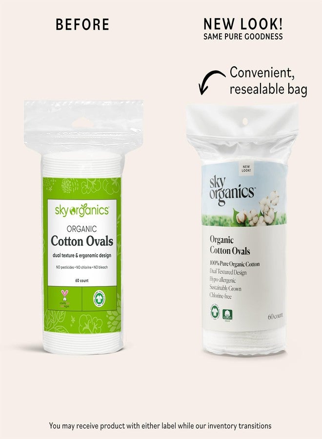 Sky Organics Organic Large Oval Cotton Pads, 100% Pure Organic Cotton, GOTS Certified Cotton, Dual Textured Design, for Makeup Removal, Cleansing, Toner Application w Ebook - Image 2