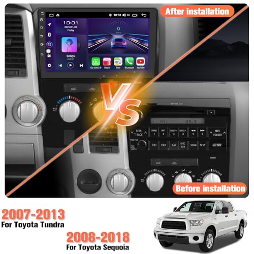 AWESAFE 5GWiFi Upgrade Car Stereo for Toyota Tundra 2007-2013 Toyota Sequoia 2008-2018, 10" Touch Screen Tundra Radio Update with Wireless Carplay Android Auto - 2GB+64GB with Camera - Image 2