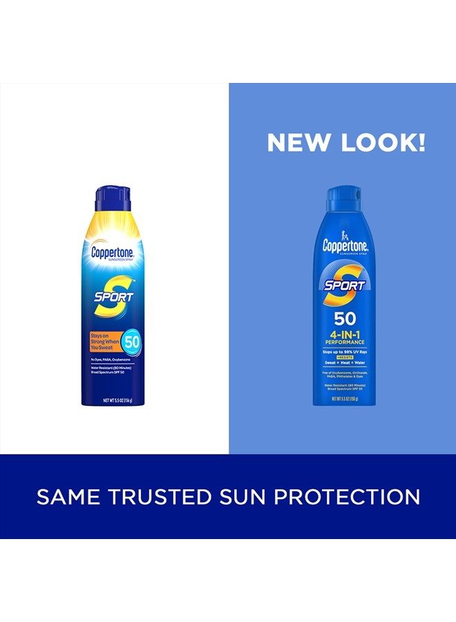 Coppertone بخاخ واقي من الشمس SPORT SPF 50 5.5 أونصة، مقاوم للماء، طيف واسع، عبوة كبيرة، عبوة من 3 - Image 2