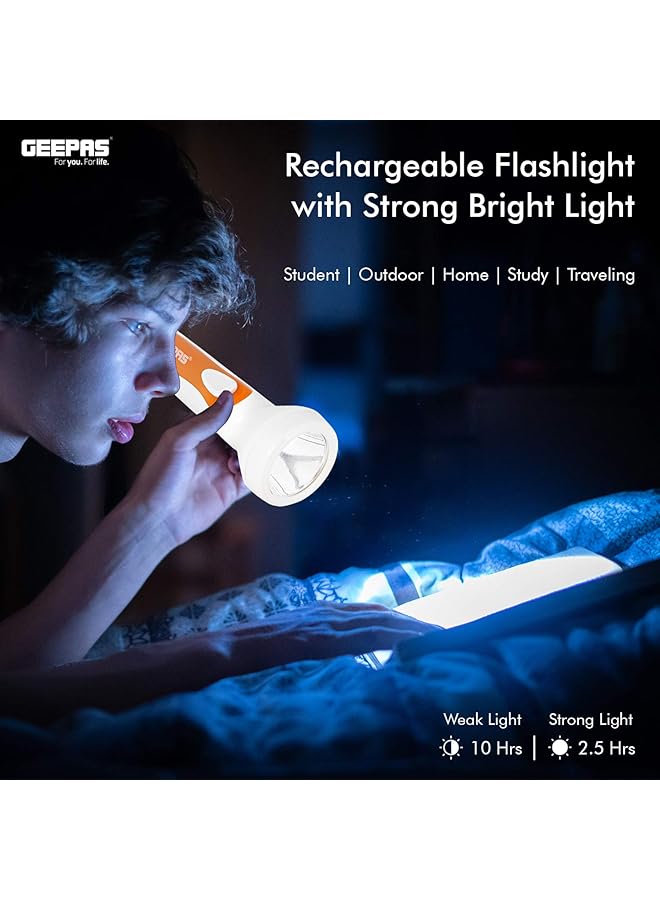 GEEPAS GFL5580 LED Torch Rechargeable LED Flashlight Super Bright 1x3W Hi Power LED Torch Light Pocket Size Handheld Emergency Torch Powerful Torch - Image 3