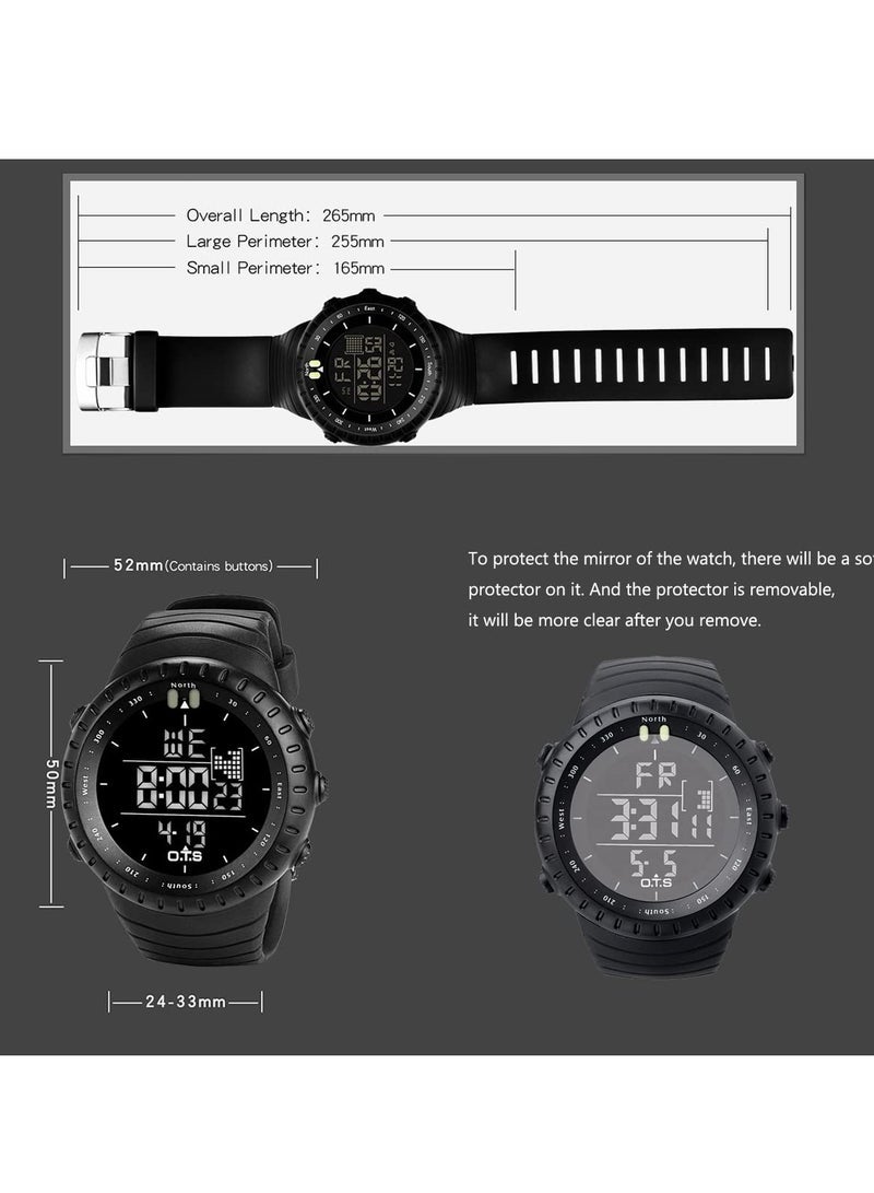 Captaintech Digital Sports Watch, Waterproof Tactical Watch with LED Backlight Watch for Men, Military Watch, Multi Function Tactics LED Alarm Stopwatch for Sports Outdoor - Image 4