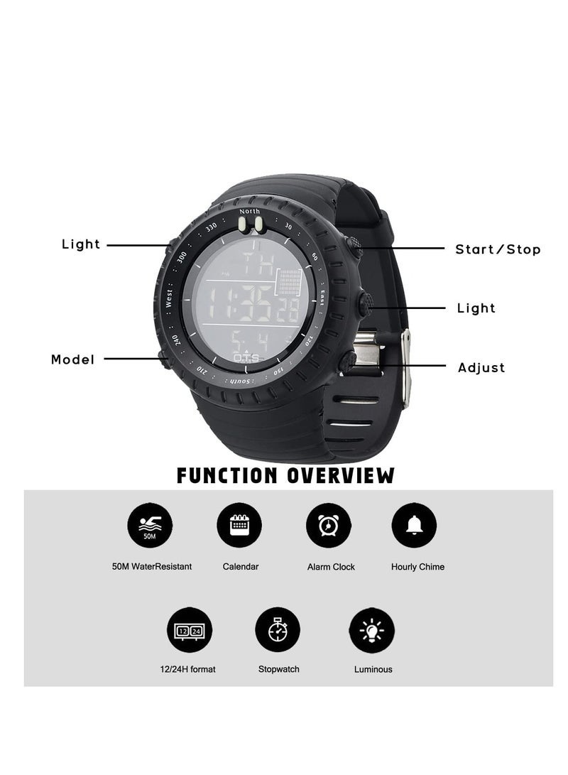 Captaintech Digital Sports Watch, Waterproof Tactical Watch with LED Backlight Watch for Men, Military Watch, Multi Function Tactics LED Alarm Stopwatch for Sports Outdoor - Image 5