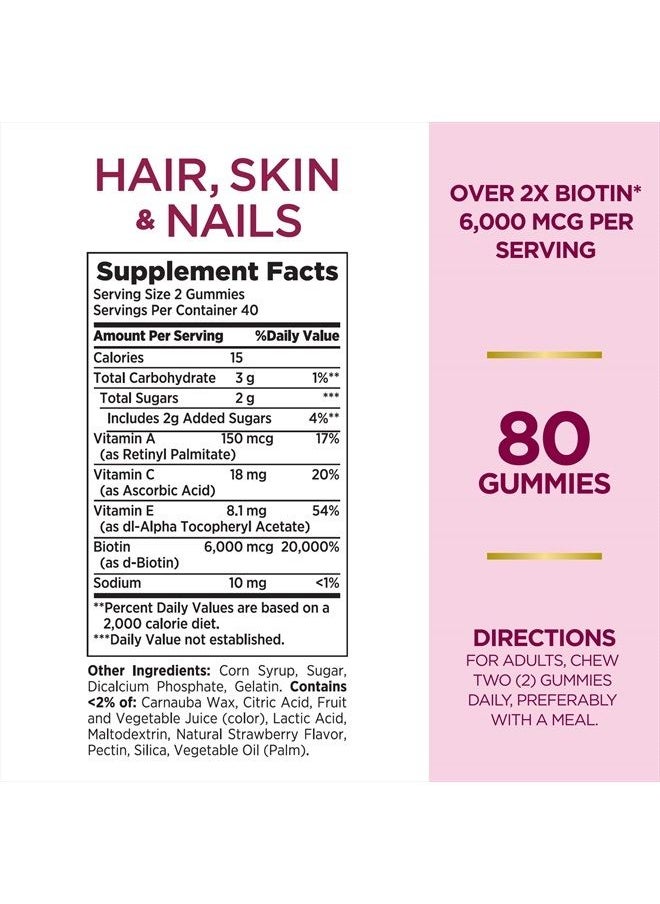 NATURE'S BOUNTY Optimal Solutions Advanced Hair, Skin & Nails Gummies, Strawberry, 80 count  - Image 2