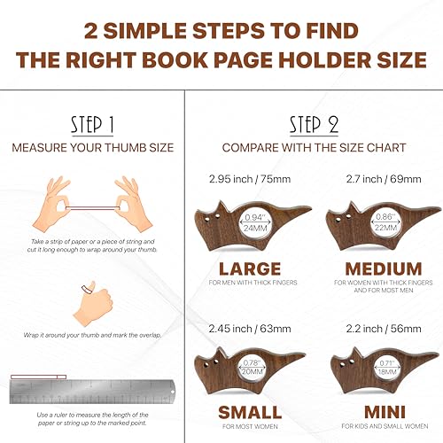 WACANTIC Cat Book Page Holder, Smooth Finish Walnut Wood Book Holder for Reading, Ideal Book Reader Gifts & Reading Accessories,Book Worm Gifts for Women, Thumb Book Page Holder - Book Lovers & Literary Gifts - Image 3