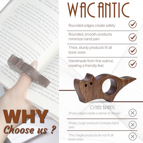 WACANTIC Cat Book Page Holder, Smooth Finish Walnut Wood Book Holder for Reading, Ideal Book Reader Gifts & Reading Accessories,Book Worm Gifts for Women, Thumb Book Page Holder - Book Lovers & Literary Gifts - Image 2