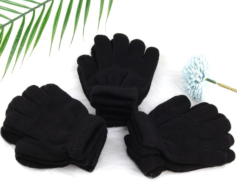 ONESING 3-24 Pairs Winter Knit Gloves for Kids - White Finger Gloves for Boys and Girls - Image 4