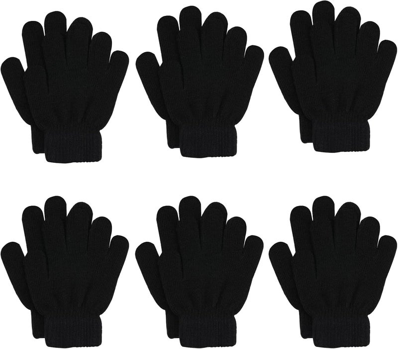 ONESING 3-24 Pairs Winter Knit Gloves for Kids - White Finger Gloves for Boys and Girls - Image 1