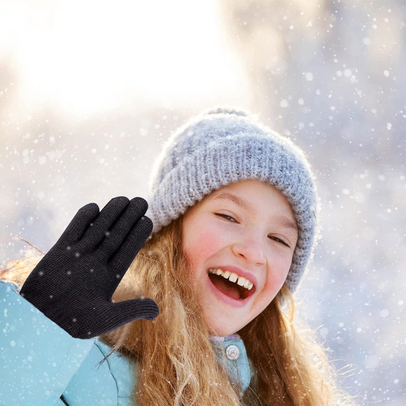 ONESING 3-24 Pairs Winter Knit Gloves for Kids - White Finger Gloves for Boys and Girls - Image 5