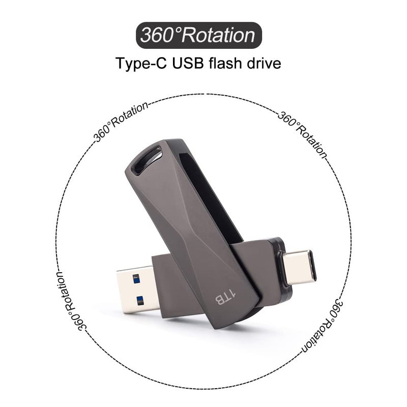 ذاكرة فلاش USB بواجهة مزدوجة Type-c + USB 3.0 ذاكرة فلاش عالية السعة 1TB للاستخدام المزدوج مع الهاتف المحمول والكمبيوتر بسرعة عالية 3.0 [توسيع 128GB] - Image 4