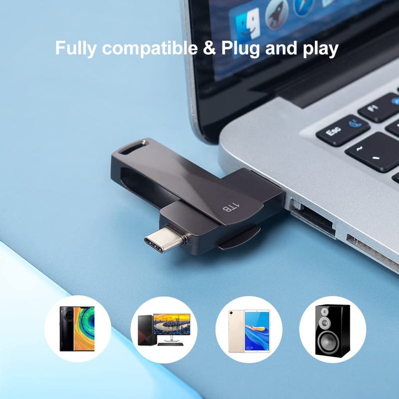 ذاكرة فلاش USB بواجهة مزدوجة Type-c + USB 3.0 ذاكرة فلاش عالية السعة 1TB للاستخدام المزدوج مع الهاتف المحمول والكمبيوتر بسرعة عالية 3.0 [توسيع 128GB] - Image 5