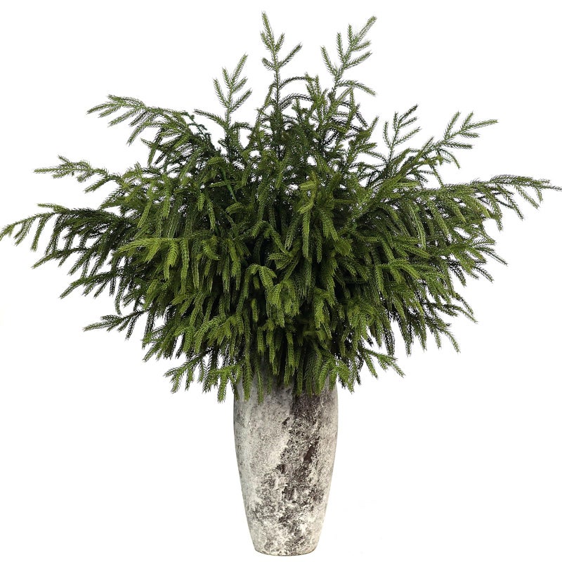 Real Touch Norfolk Pine Branch 36 Artificial Christmas Green Plants Branches Faux Greenery Stem Fake Pine Picks for DIY Crafts Garland Wreath Xmas Indoor Outdoor Home Decor 8 Pcs