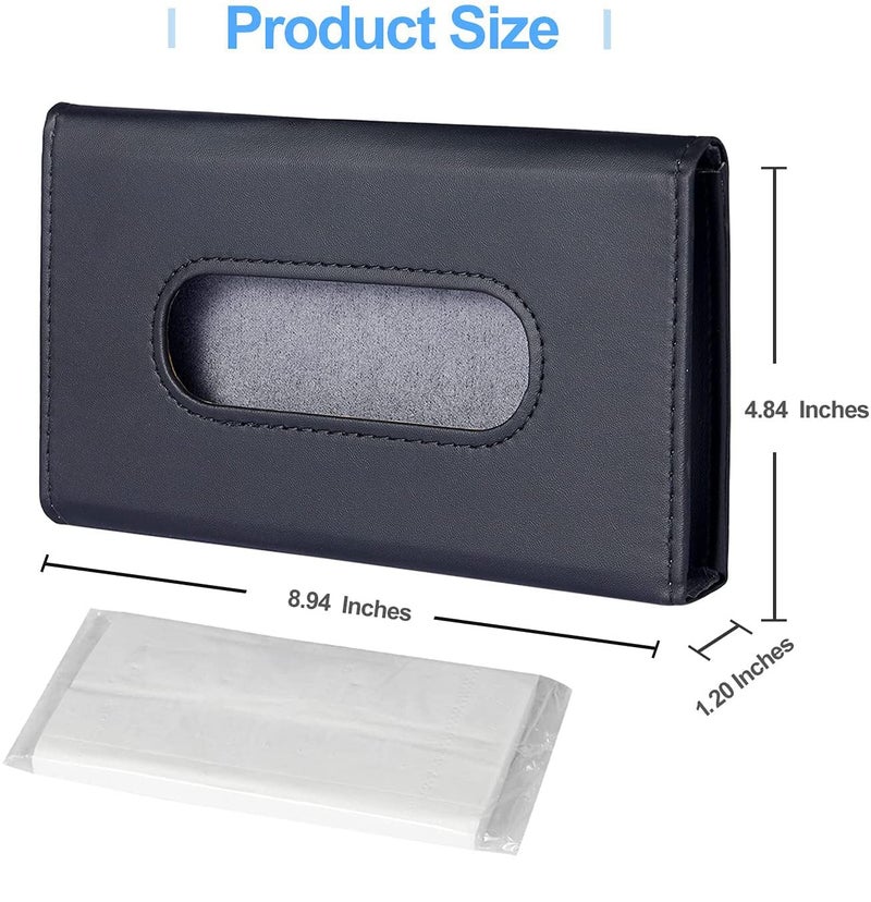 HSR Car Tissue Holder, Sun Visor Tissue Holder, Car Visor Tissue Holder, PU Leather Backseat Tissue Case for Car/Truck (Black Plain) - Image 4