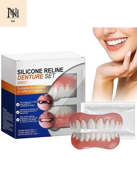Silicone Reline Denture Set, Denture Silicone Reline Kit For Dentures, Soft Denture Reline Kit For Men And Women, Unisex Denture Reline Kit Is Suitable For Securing Upper And Lower Dentures (1PCS)