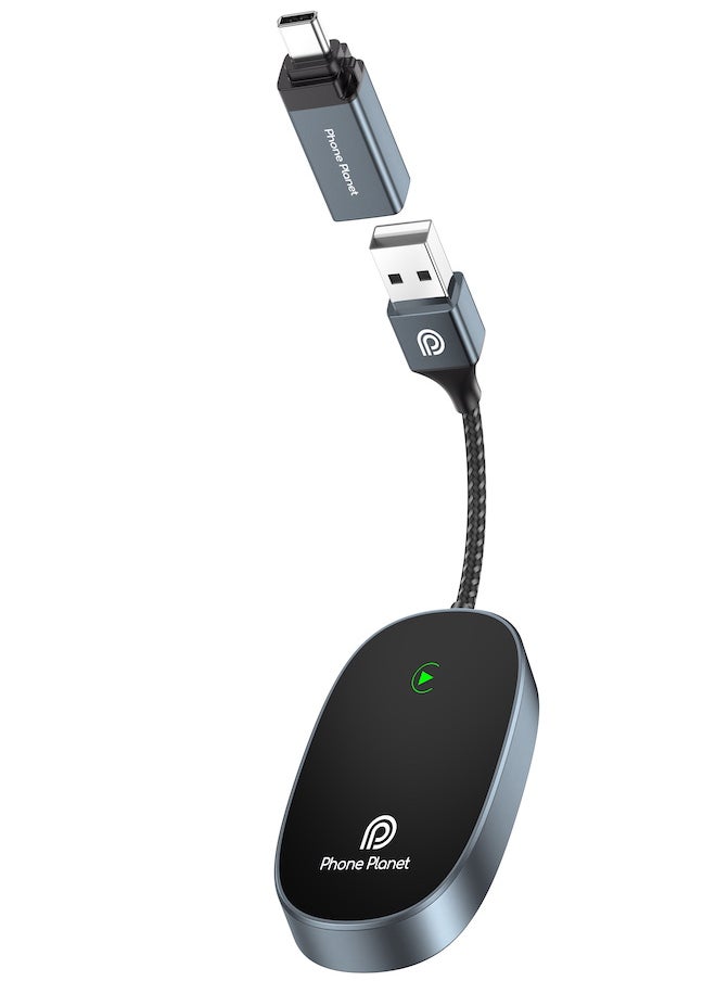 Phone Planet - Wireless CarPlay Adapter - Plug & Play AI Box for Wired CarPlay Vehicles, Supports iOS 10+, Retains Original Controls, Enhanced Navigation, Music, Phone Calls, and Siri Assistant - Image 1