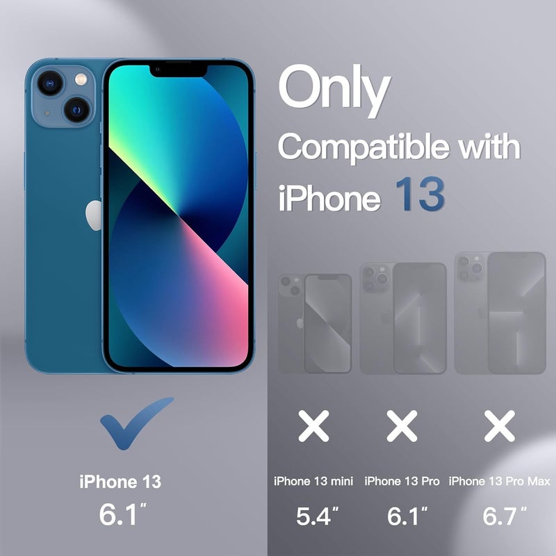 Jetech Case For Iphone 13 6.1-Inch With Built-In Tempered Glass Screen Protector, 360 Degree Full Body Heavy Duty Protection, Shockproof Rugged Phone Cover Clear Back Navy - Image 2