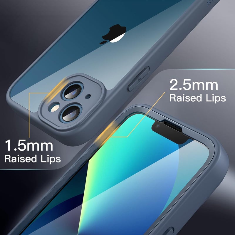 Jetech Case For Iphone 13 6.1-Inch With Built-In Tempered Glass Screen Protector, 360 Degree Full Body Heavy Duty Protection, Shockproof Rugged Phone Cover Clear Back Navy - Image 5