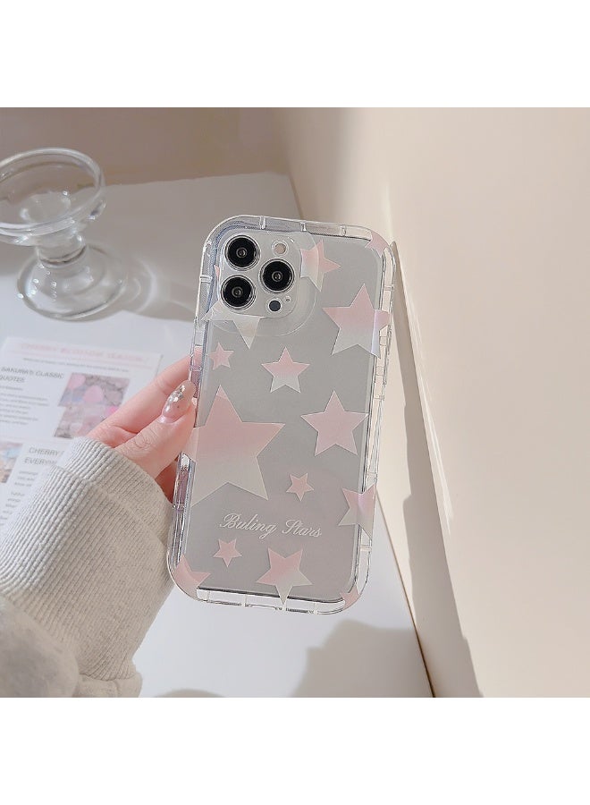 NIBEMINENT Gradation Pink Star Protective TPU Case Cover For iPhone 16, Clear