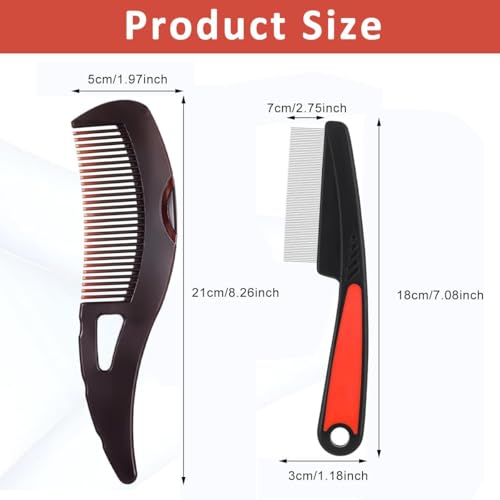Hexwell Hair Combs Set Dandruff Removal Comb & Stainless Steel Fine Tooth Comb for Scalp Massage & Removing Lice Self-cleaning Dandruff Scalp Cleaning - Image 4