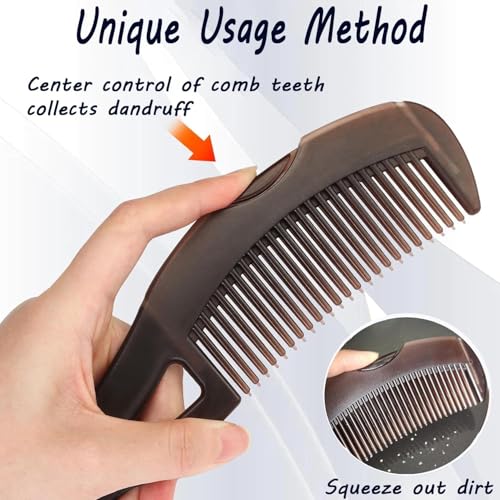 Hexwell Hair Combs Set Dandruff Removal Comb & Stainless Steel Fine Tooth Comb for Scalp Massage & Removing Lice Self-cleaning Dandruff Scalp Cleaning - Image 2