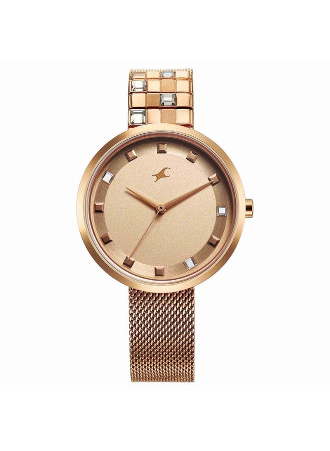 fastrack Fleek Women's Watch 6300WM01 – Pink Dial, Rose Gold Stainless Steel Strap, Quartz Movement, 3 ATM Water-Resistant - Image 1