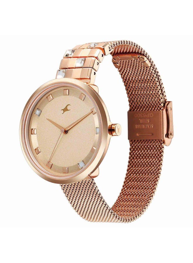 fastrack Fleek Women's Watch 6300WM01 – Pink Dial, Rose Gold Stainless Steel Strap, Quartz Movement, 3 ATM Water-Resistant - Image 3