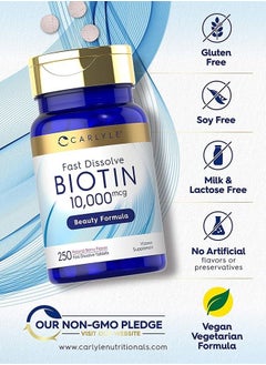 CARLYLE Fast Dissolve Biotin 10000mcg, 250 Fast Dissolve Tablets  - Image 3
