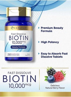 CARLYLE Fast Dissolve Biotin 10000mcg, 250 Fast Dissolve Tablets  - Image 4