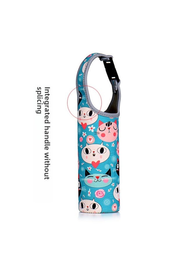 Thickened Cartoon Printed Water Cup Cover Elastic Protective Cover Diving Cloth Logo Printed Cloth-Color:Big Eyes Straight Big-Capacity:300-600ml - Image 1