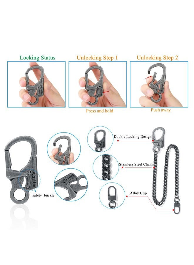 Ahiller Biker Wallet Chain, Heavy Duty Pocket Chain with Carabiner Clip, Men Chains for Keys, Jeans, Pants, Purse and Handbag (P-Grey-2Pcs) - Image 4