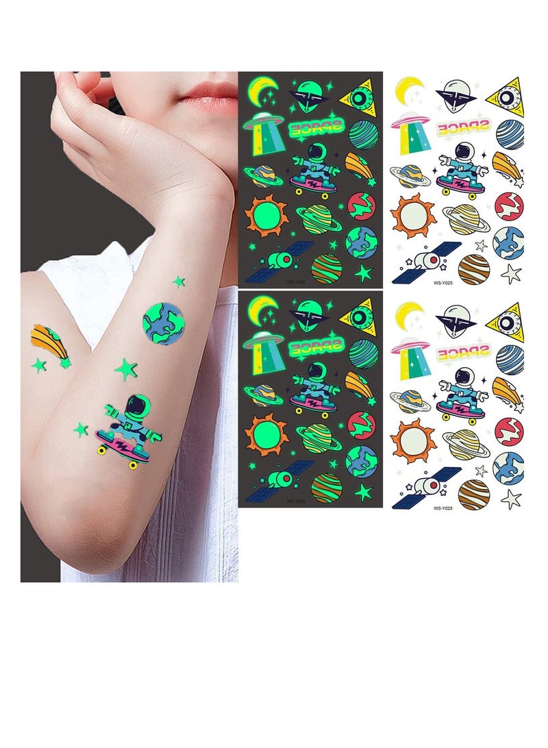 Excefore Glow Temporary Tattoos for Kids Waterproof Luminous Tattoo Sticker Mixed Style Cartoon Fake Stickers Party Supplies Gifts Boys and Girls 10 Sheets  - Image 1