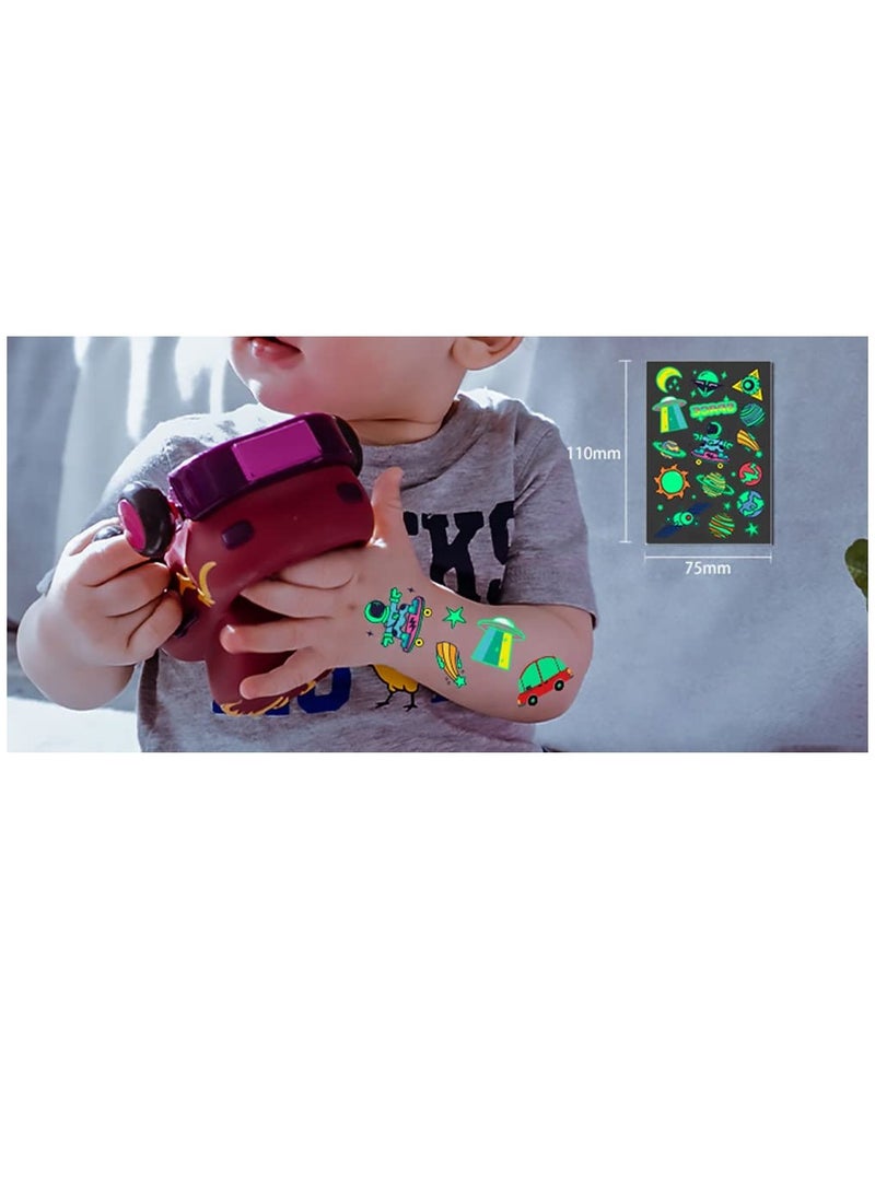 Excefore Glow Temporary Tattoos for Kids Waterproof Luminous Tattoo Sticker Mixed Style Cartoon Fake Stickers Party Supplies Gifts Boys and Girls 10 Sheets  - Image 2