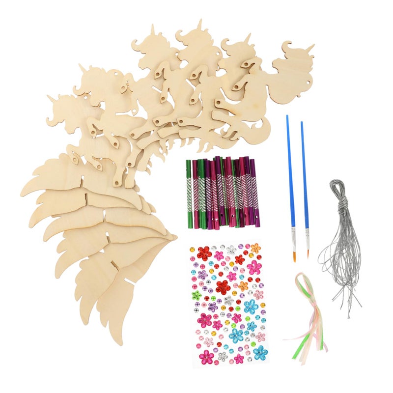 Unfinished Wooden Wind Chime DIY Craft Kit For Outdoor Decor Handmade Colorful Doodle - Image 2